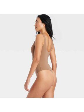 Auden size Large Brown Cotton Stretch Tank Bodysuit NEW